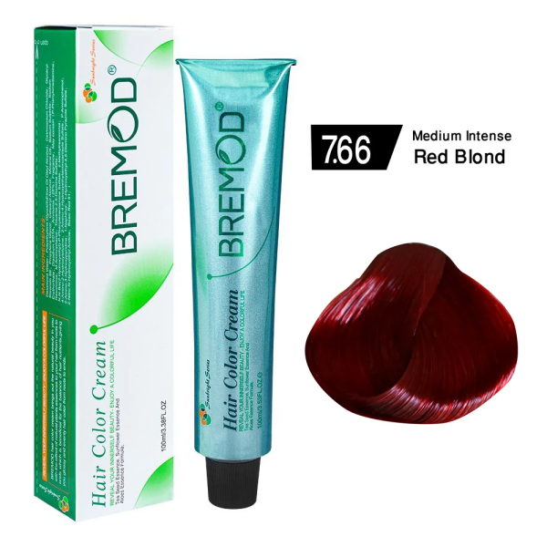Bremod Hair Color Medium Intense Red Blond 7.66